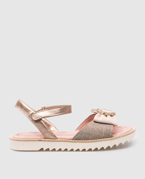 Pretty Ballerinas Детские бежевые комбинированные босоножки Esti с кристаллами. 51266