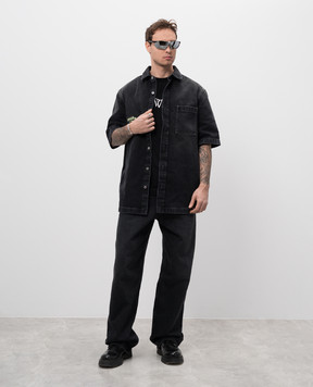 Off-White Черная футболка с логотипом OMAA120C99JER008