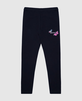 Off-White Детские черные леггинсы с принтом OGCD001S25JER001