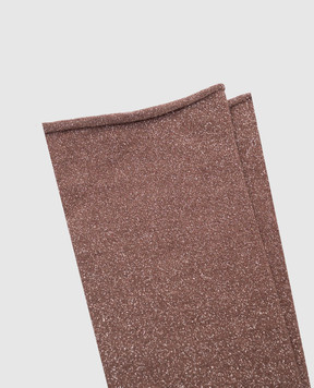 Brunello Cucinelli Коричневі шкарпетки з кашеміром та шовком з люрексом M41945019P