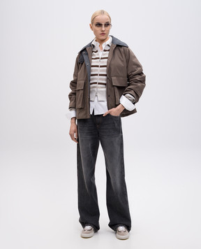 Brunello Cucinelli Серый кардиган в полоску M19251506P
