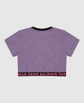 Balmain Детская фиолетовая футболка с люрексом BU8B51U01381214