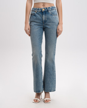 Balmain Голубые джинсы клеш с эффектом потертости EF1MJ130DF24