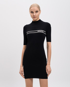 Off-White Чорна сукня-футляр міні з логотипом OWHI12DS25KNI001