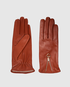 Sermoneta Gloves Коричневі шкіряні рукавички з блискавкою BS103