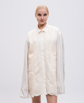 Maison Margiela Бежева двостороння куртка з вовною в стилі сорочки S50BN0532MTN051
