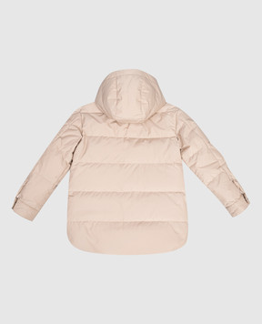 Brunello Cucinelli Дитяча бежева пухова куртка з ланцюжком моніль BG501J439C