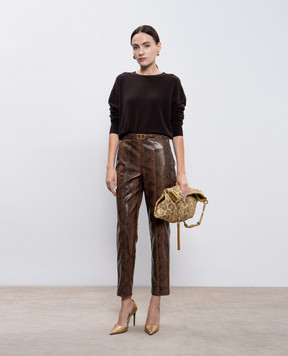 Twinset Коричневий джемпер з кашеміру з візерунком логотипа 242TT3344