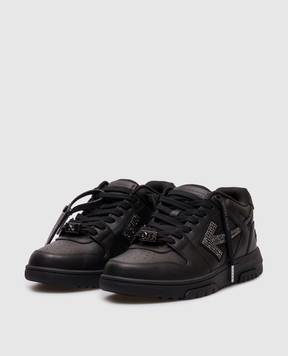 Off-White Черные кожаные кроссовки Out Of Office с кристаллами OWIA259S25LEA009