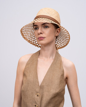 Max Mara Weekend Бежевая ажурная шляпа ELISEO из рафии ELISEO