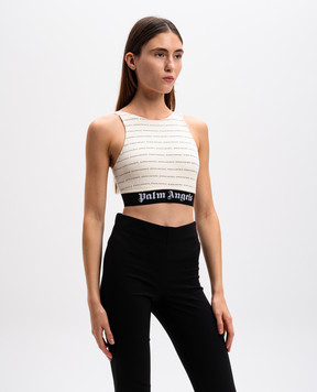 Palm Angels Бежевый топ в логотип шаблон PWVO012S22FAB001