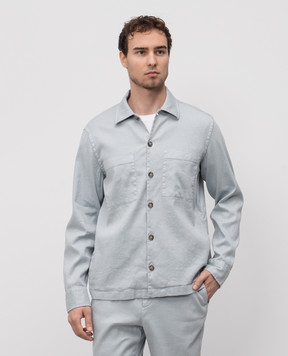 Peserico Голубая рубашка с льном R56544T002470