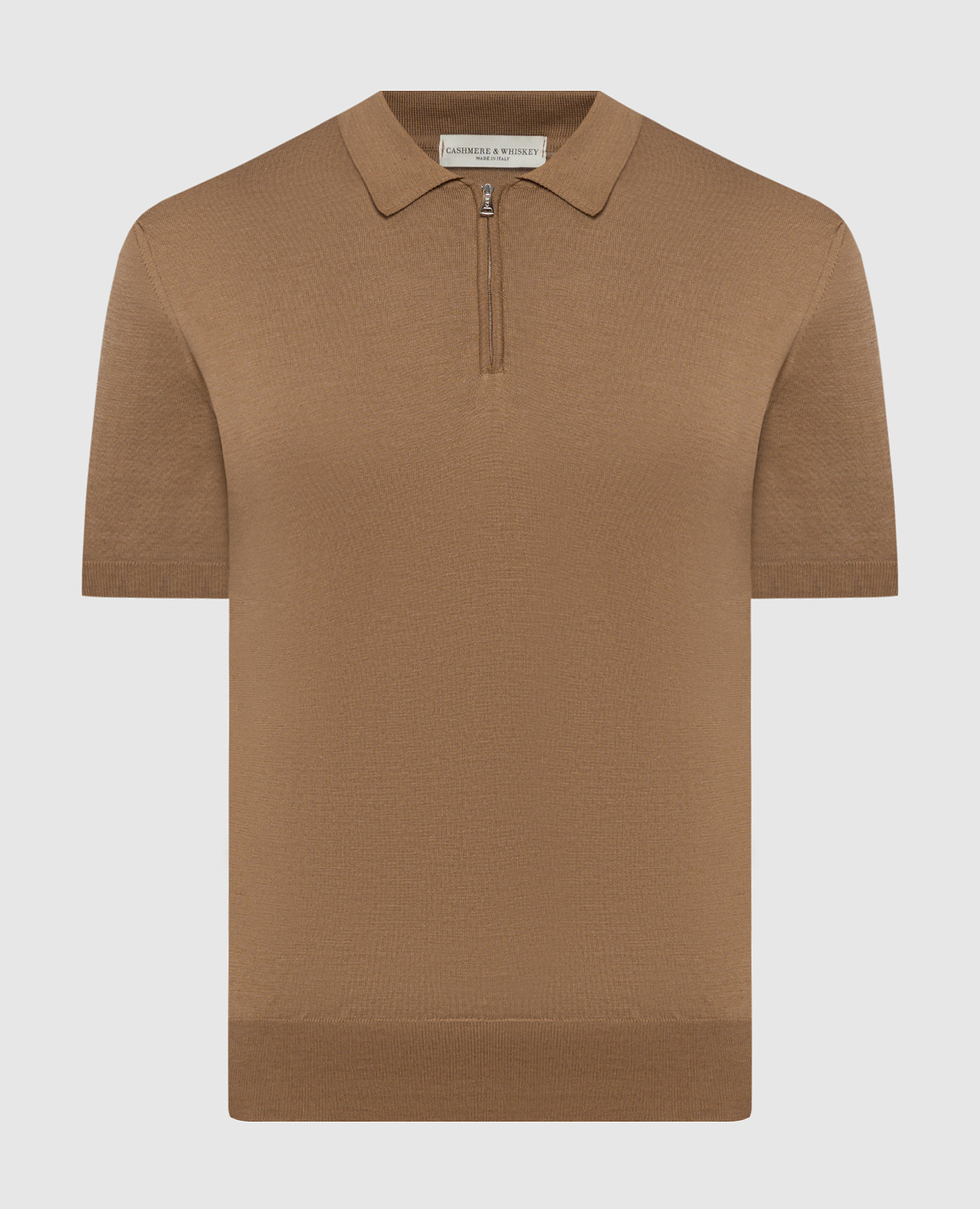 Brown polo shirt with silk and cashmere