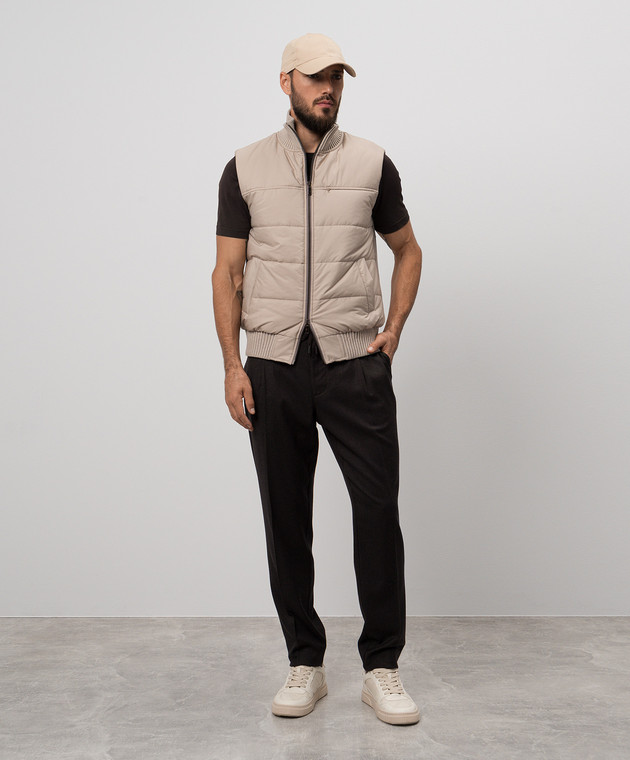 CAPOBIANCO Бежевый жилет с кашемиром с логотипом 17M142FWNY изображение 2