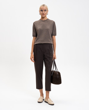 John Smedley Коричневая футболка CERICE из шерсти мериноса CERICE