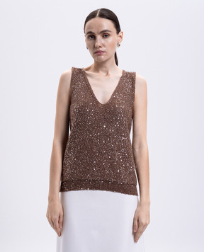 Max Mara Weekend Коричневий топ ACAICI з паєтками ACAICI