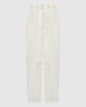 Brunello Cucinelli Белые брюки с логотипом патча. ML996P5897