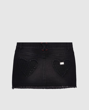 Philipp Plein Детская черная джинсовая юбка с логотипом GDV00061216