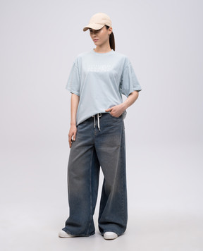 Maison Margiela MM6 Зеленая футболка с фактурным принтом логотипа S62GD0202M20115