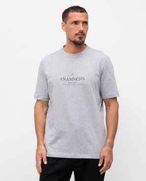 Brunello Cucinelli Серая меланжевая футболка с принтом M0B138495