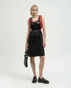 Prada Чорна сукня з логотипом 2306231WQ8