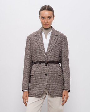 Brunello Cucinelli Коричневий жакет з вовни у візерунок MV4047398