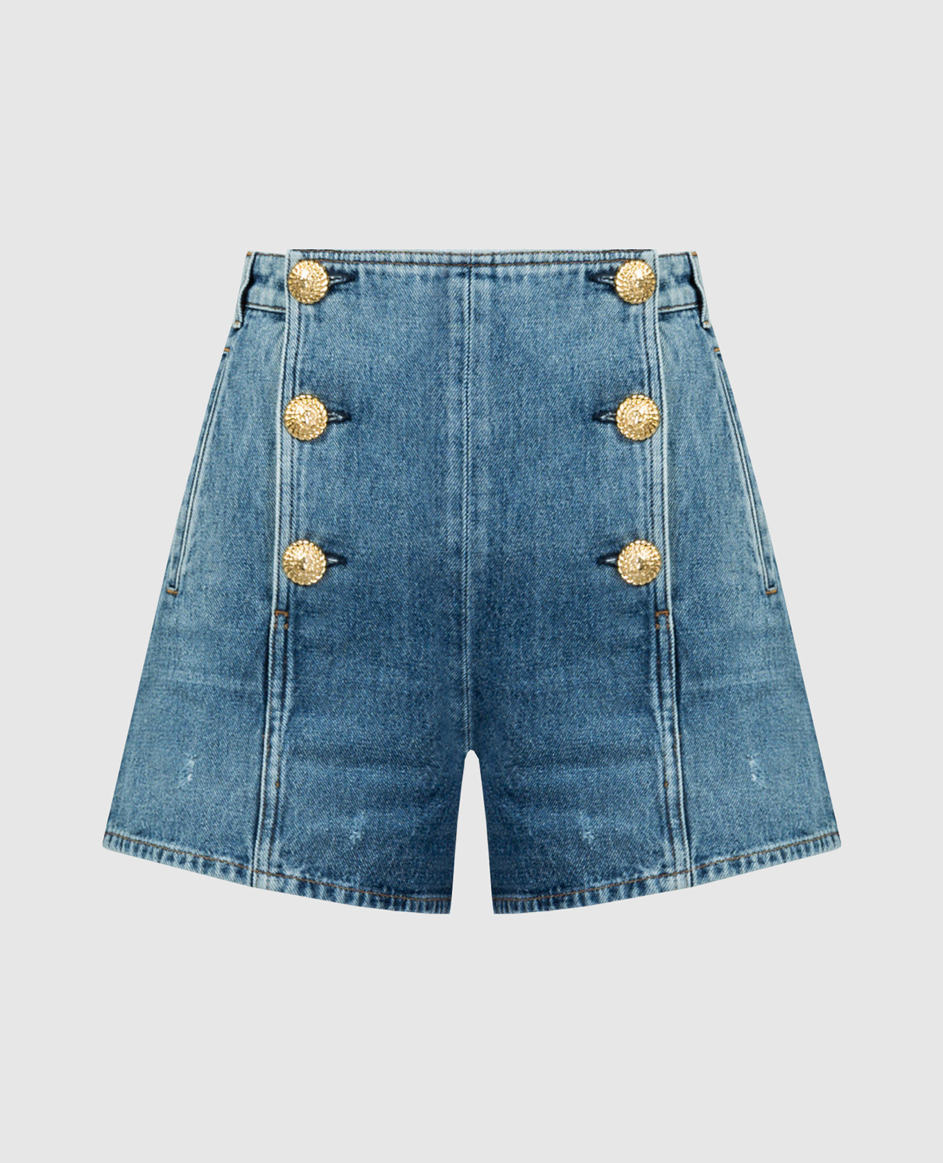 

Синие джинсовые шорты с эффектом потертости, Синий, Шорты