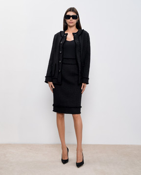 Dolce&Gabbana Чорна твідова спідниця з вовною з логотипом DG F4CX3TGDCLW