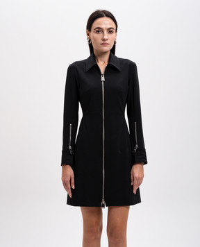 Dondup Черное платье мини с шерстью с логотипом DA411TS0009DXXX