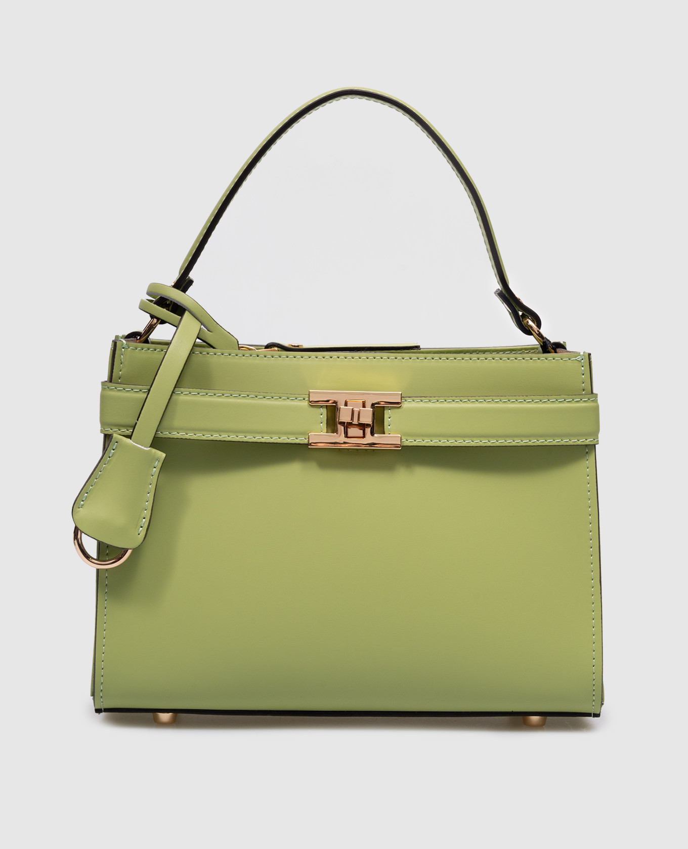 Green leather satchel bag