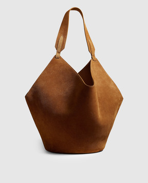 Khaite Замшева сумка Lotus коричневого кольору з логотипом HAITEBAG