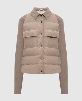 Brunello Cucinelli Бежева пухова куртка з вовною, кашеміром та шовком MD5997695