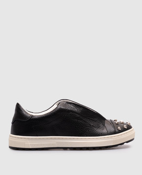 Philipp Plein Дитячі чорні шкіряні кросівки з монограмою логотипа BSC00152734