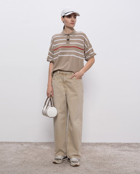 Brunello Cucinelli Бежевое поло из шерсти и кашемира M14808305