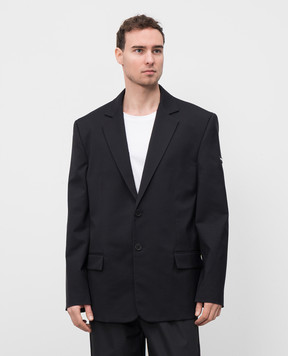 Balenciaga Чорний піджак з нашивкою логотипа 790812TKO29