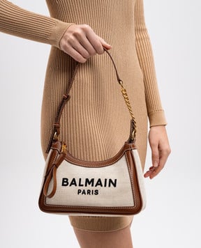 Balmain Бежевая сумка-хобо B-Army с вышивкой логотипа EN1BT743TCFE