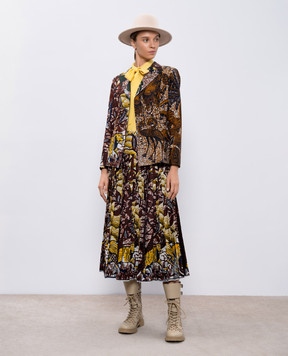 Christian Dior Коричнева спідниця-плісе в принт Sauvage Toile de Jouy 011J50A3866
