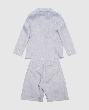 Brunello Cucinelli Дитячий блакитний костюм з льону BB430A136A