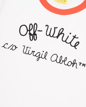 Off-White Детское белое платье с вышивкой логотипа OGDB066S25JER001