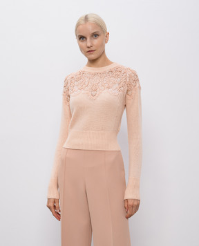 Ermanno Scervino Рожевий светр з кашеміру з мереживом D475M329APKFX