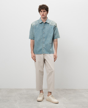 Maison Margiela MM6 Блакитна джинсова сорочка з вишивкою логотипа SH0DR0006M30019