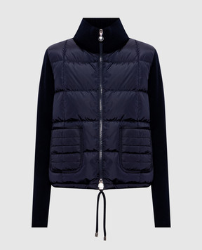 Moncler Синяя пуховая куртка с шерстью K20939B00053M1131