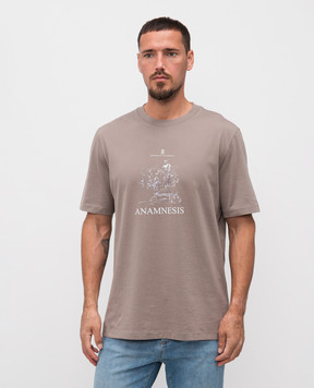Brunello Cucinelli Бежева футболка з принтом M0B138485