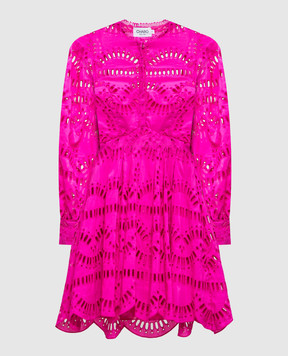 Charo Ruiz Розовое платье-рубашка Franca с вышивкой бродери 243619