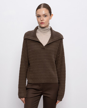 Brunello Cucinelli Коричневий светр з паєтками MDV754005P