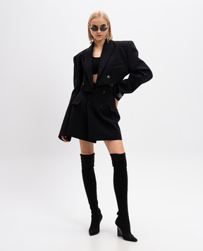 Vetements Чорний укорочений жакет з вовни з нашивкою логотипа WA65JA721B