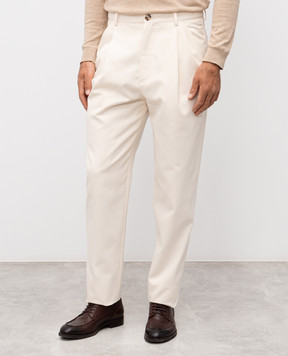 Brunello Cucinelli Бежевые брюки с шерстью ME262S2480