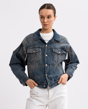 Maison Margiela MM6 Синяя джинсовая куртка с винтажным эффектом S52AM0319M30017