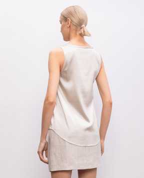 Brunello Cucinelli Бежевый топ из шелка M0C59E0600