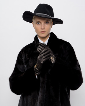 Sermoneta Gloves Чорні шкіряні рукавички з блискавкою BS103
